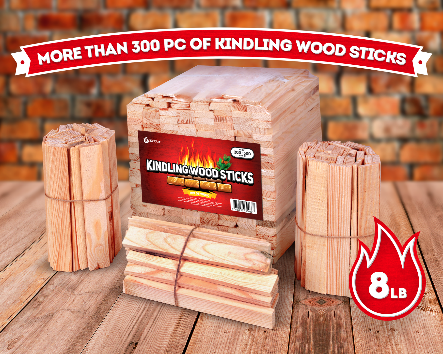 Kindling Wood Firestarter Sticks - 300-500 pcs - Kiln Dried